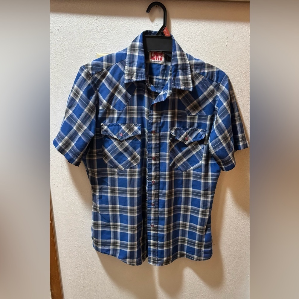 Vintage Levi's Blue Plaid Full Button Up,
